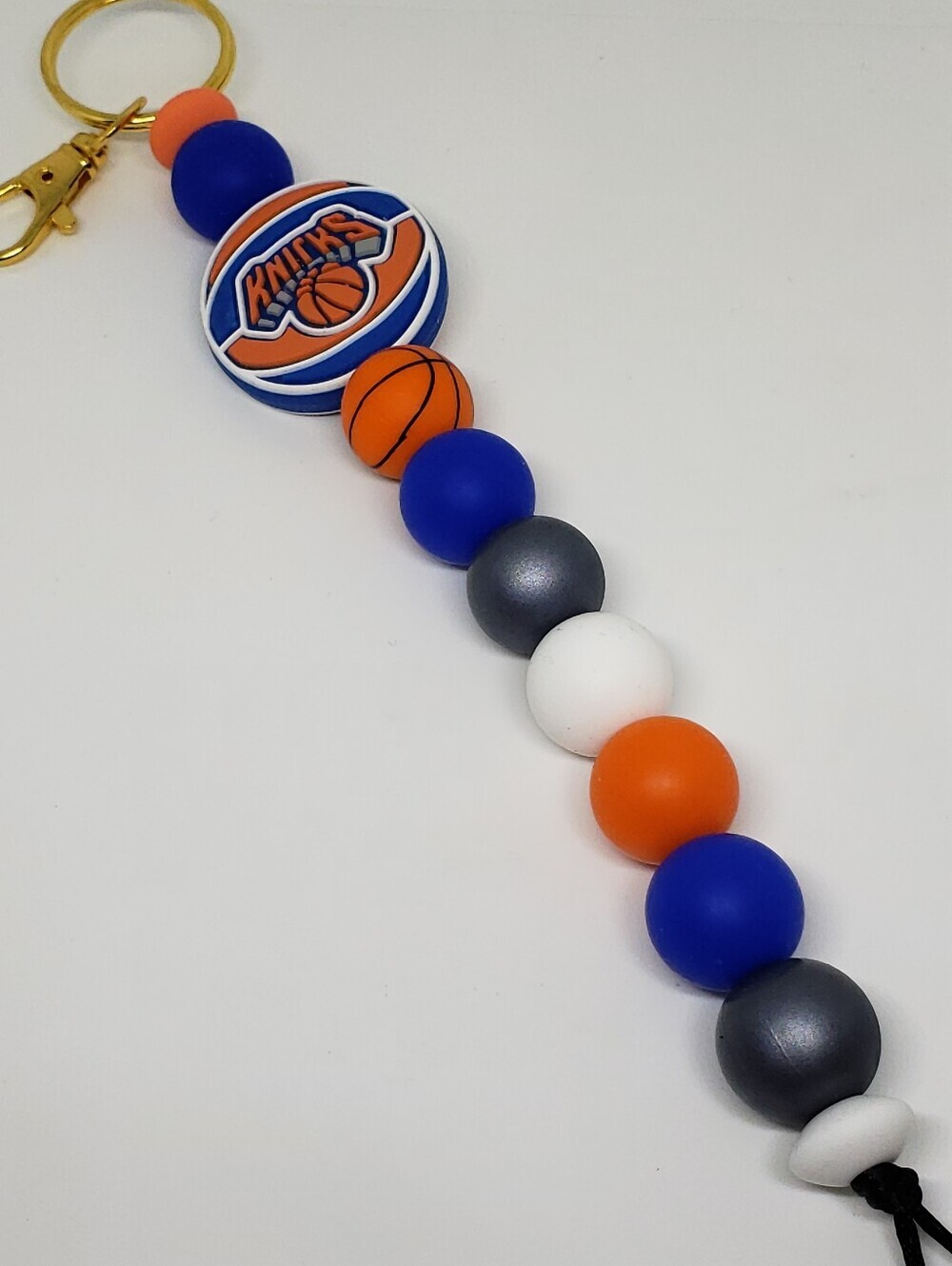 Handmade Silicone Focal Beaded New York Knicks Keychain